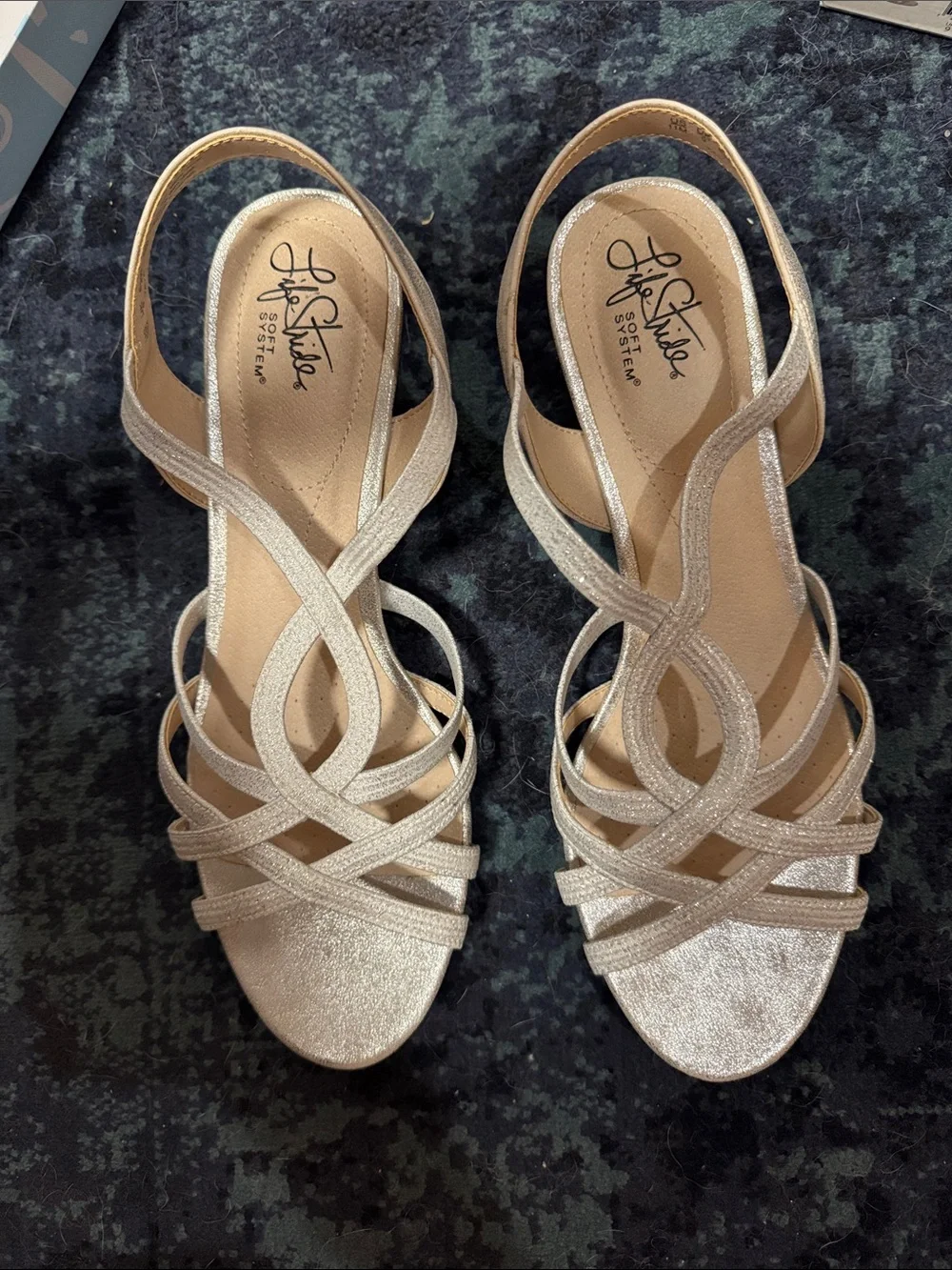 LifeStride Yaya Silver Wedge Sandals - Size 11M NIB NWT - Picture 1 of 6